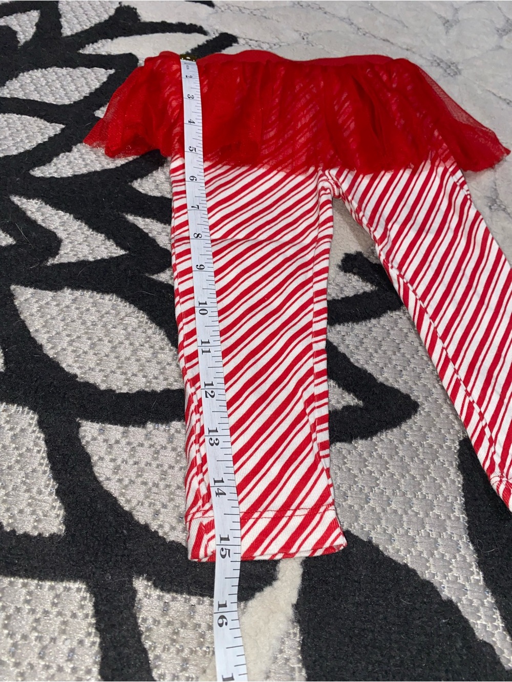 Carter's White Long Sleeve Candy Cane Bodysuit with Red Tulle Skirt Leggings Set - Picture 5 of 7